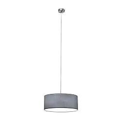 Pendant luminaire SOFT TUBE 480, Ø 48cm, 3 x E27 max. 60W, matt nickel / shade chintz grey / diffuser PC