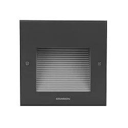 Recessed outdoor LED wall luminaire, IP65, square, H/B 16/16cm, 230V, 2W 3000K 100lm, structured black