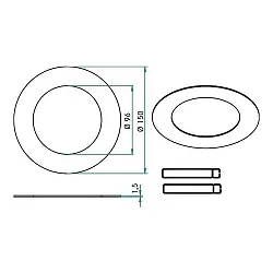 Reducing ring with outer Ø 15cm, black