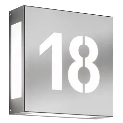 Outdoor LED wall luminaire AQUA LEGENDO, 2 digits (cut out), IP44, 12W 3000K 1200lm, stainless steel, brushed