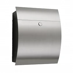 Curved post box from stainless steel, IP44, height 40cm, brushed