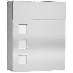Straight post box  from stainless steel and opal glass, height 38.5cm