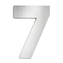 House number 7 from brushed stainless steel, height 25cm
