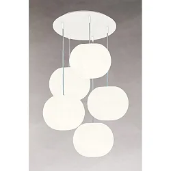 pendant luminaire ACAI 26 5 flames, round E27 IP20, mat, opal white dimmable