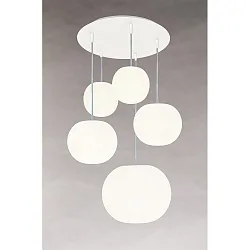 pendant luminaire ACAI 16|21|26 5 flames, round E27 IP20, mat, opal white dimmable
