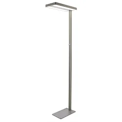 LED floor lamp OFFICE TWO, Up / Down, 80W 4000K 8300lm 2065cd 115° / 75°, UGR<19, dimmable, Alu silver