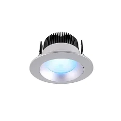 KapegoLED recessed ceiling luminaire COB 94 RGBW, RGB + warm white, voltage constant, 24V DC, 16W, brushed silver