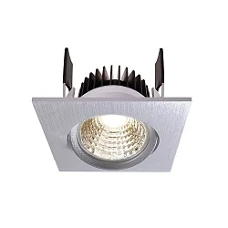 Recessed LED ceiling luminaire COB-68-350mA-SQUARE, current constant, 6W, 2700K, 45°, brushed silver
