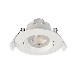 Recessed LED ceiling luminaire SMD-68-230V-round, IP20, 36° swivelling, 220-240V AC / 50-60Hz, 6.5W 4000K 550lm 45°, white
