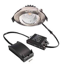 recessed spotlight DIONE IP44 DIM 830 swivelling, wired through IP44, brushed nickel dimmable