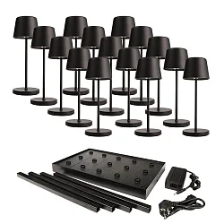 battery table lamp CANIS MINI GASTRO with touch dimmer, with charger, 15 pcs. IP65, mat, graphite black dimmable