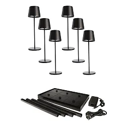battery table lamp CANIS GASTRO M with touch dimmer, with charger, 6 pieces IP65, mat, graphite black dimmable