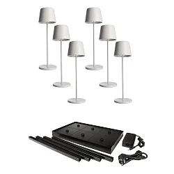 battery table lamp CANIS GASTRO M with touch dimmer, with charger, 6 pieces IP65, dark grey, mat dimmable