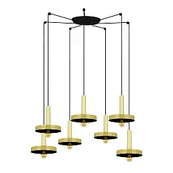 pendant luminaire WHIZZ 7 flames E27 IP20, gold, black 