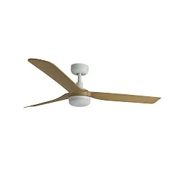 Ceiling fan PUNT M with remote control IP20, white matt, maple