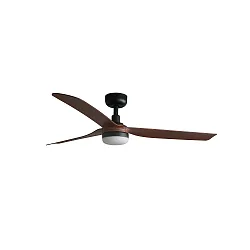Ceiling fan PUNT M with remote control IP20, black matt, walnut