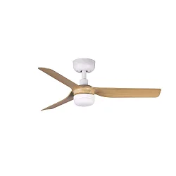 Ceiling fan MINI PUNT S with remote control IP20, white matt, maple