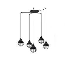 pendant luminaire CLAIRE 5 flames E27 IP20, black glossy 