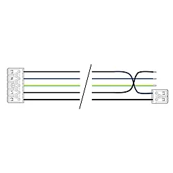 Through-wiring 5 x 2,5 mm² for Damp proof luminaire, series 9166, 1572mm