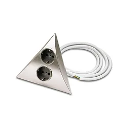 Double power socket for furniture surface mounting LUXOR 2 ST, 220-240V AC, inox look