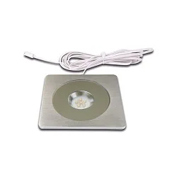 Recessed LED spot AQ 78-LED, angular, 9 x 9cm, with LED24-plug, CRi>95, glare-free, fixed, 7.5W 3000K 450lm 80°, inox