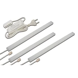3pc. set of under-cabinet luminaire LED ADD-ON Mini + LED transformer LED 24 / 15W, 4.3W 4000K 280lm 110°, alu