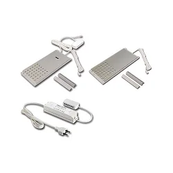 2pc. set of LED L-Pad 7.5W 4000K, with IR dimmer + LED transformer 24/15W/30W, inox look