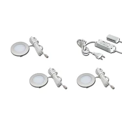 3pc. set of FR 55-LED 3W 4000K, stainless steel look + LED transformer LED 24 / 15W