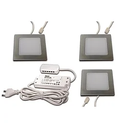 LED Recessed luminaire FAQ 58, 3er Set, 3x 3W, 4000K, IP20, brushed stainless steel