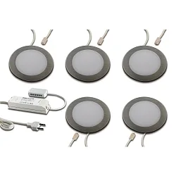 LED Recessed luminaire FAR 58, 5er Set, 5x 3W, 4000K, IP20, brushed stainless steel