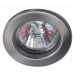 Heitronic Recessed spot round, GU5,3, brushed stainless steel, with aluminum reflector, swiveling