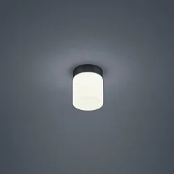 ceiling luminaire KETO cylindrical, switchable, with diffuser IP44, black matt 