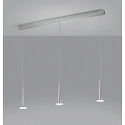 LED Pendant luminaire FLUTE LED, Balken, 3 flames, IP20, chrome