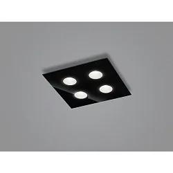 ceiling luminaire NOMI 4 flames, square LED IP20, black dimmable