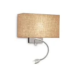 Wall luminaire HOTEL KRONPLATZ AP2, 2 flames, 1xE27 and 1xLED, linen