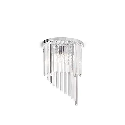 Wall luminaire CARLTON, 3 flames, E14, with octagon chains and chrystal rods, chrome