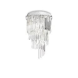 Ceiling luminaire CARLTON, 8 flames, E14, Ø 40cm, E14, with octagon chains and chrystal rods, chrome