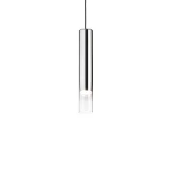 Pendant luminaire LOOK, IP20, Ø 6cm, incl. GU10 MR16 28W 3000K, nuanced chrome, with glass