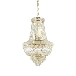 Pendant luminaire DUBAI, 10 flames, Ø 52cm, E14, metal / refined chrystal, brass