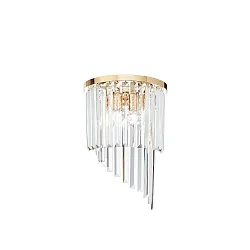 Wall luminaire CARLTON, 3 flames, E14, with octagon chains and chrystal rods, gold