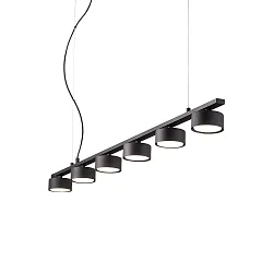 Pendant luminaire MINOR LINEAR, 6 flames, lenght 115cm, incl. GX53 7W 3000K, black