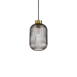 Pendant luminaire MINT-1, Ø 14cm, E27, smoked glass / brass satin