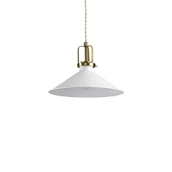 Pendant luminaire ERIS-3, E27, metal / details in satined gold / fabric coated cable, white
