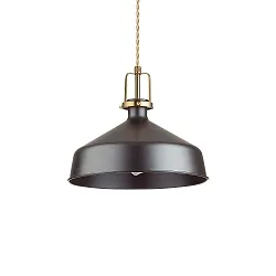 Pendant luminaire ERIS-1, E27, metal / details in satined gold / fabric coated cable, black