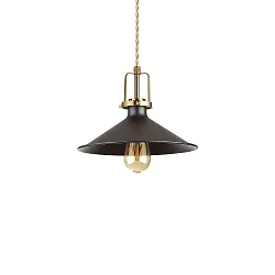 Pendant luminaire ERIS-3, E27, metal / details in satined gold / fabric coated cable, black