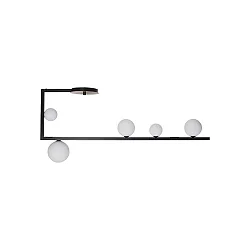 Celing luminiare BIRDS, 5-flame, 5x G9, black / white / satined brass