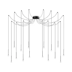 pendant luminaire LUCCIOLA SP16 LED 16 flames IP20, black