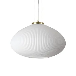 Pendant luminaire PLISSEE, Ø 45cm, E27, blown edged glass, satined brass