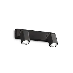 wall luminaire RUDY 2 flames GU10 IP20, black dimmable
