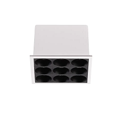 recessed downlight LIKA FI SLIM SQUARE 9 flames, slim, on/off, with trim, UGR < 16 IP20, white matt 